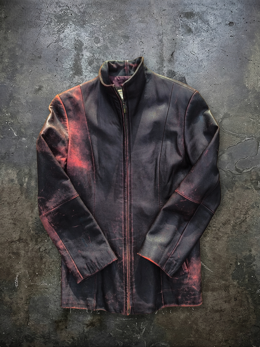 Chaqueta de cuero rojo de cordero (Talla S)