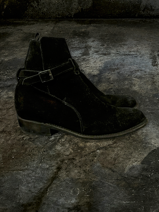 Black suede boots, size 10.5