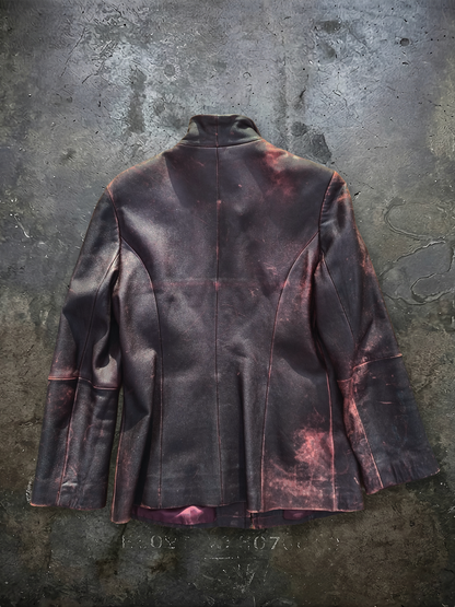 Chaqueta de cuero rojo de cordero (Talla S)